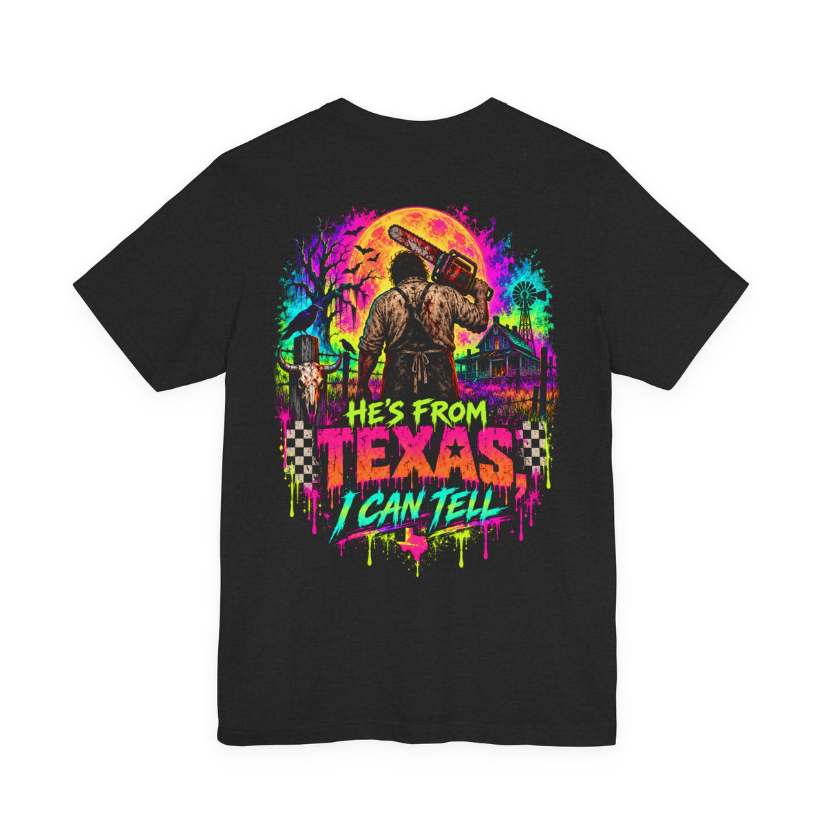 He's From Texas Adult Horror Tee