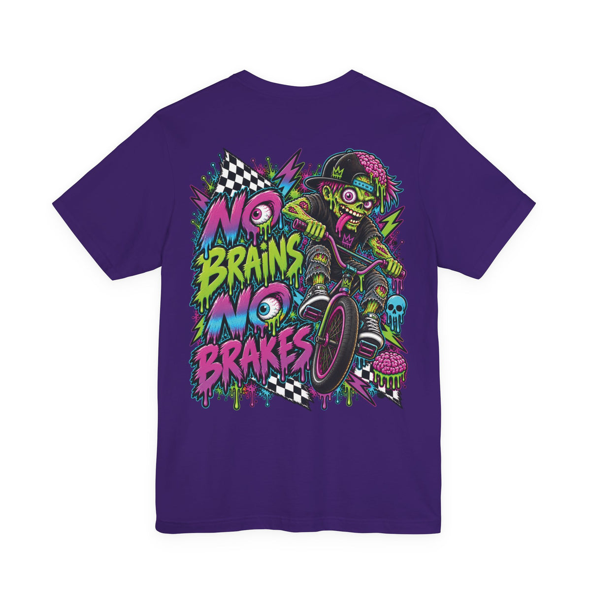 No Brains, No Brakes Adult BMX Tee