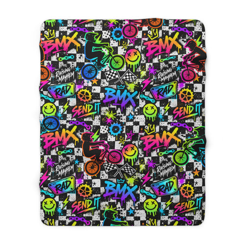 BMX Mayhem Sherpa Fleece Blanket
