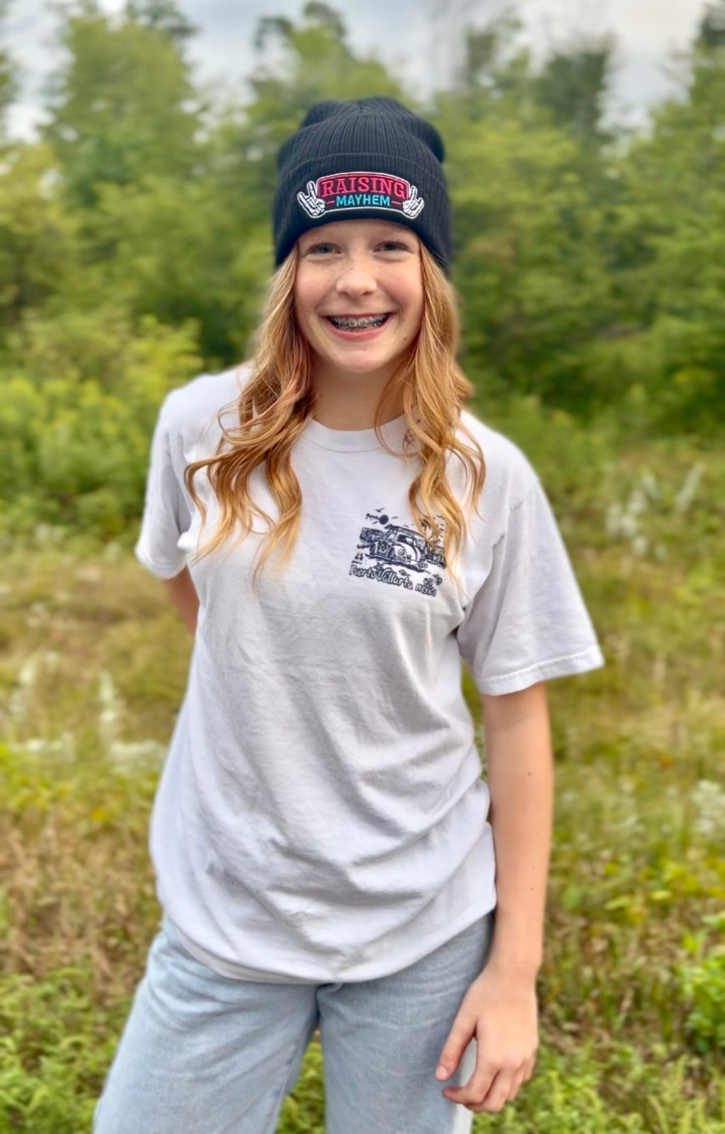 Raising Mayhem Embroidered Knit Beanie