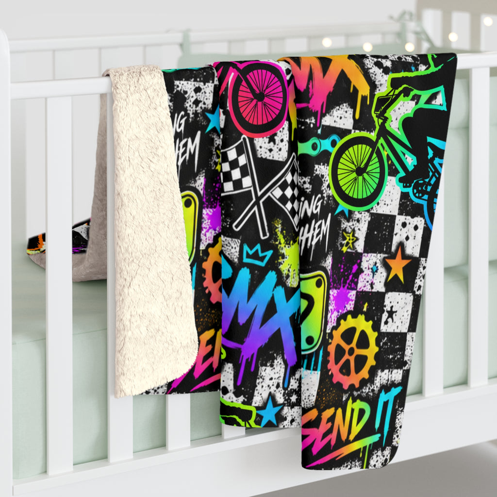 BMX Mayhem Sherpa Fleece Blanket